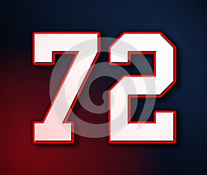 72 American Football Classic Sport Jersey Number in the colors of the American flag design Patriot, Patriots 3D illustration
