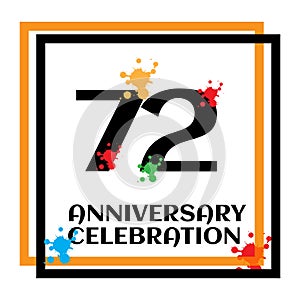 72 anniversary logo vector template. Design for banner, greeting cards or print