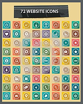 72 Flat Website Icons,Colorful version