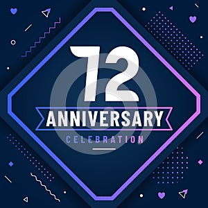 72 years anniversary greetings card, 72 anniversary celebration background free vector