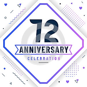 72 years anniversary greetings card, 72 anniversary celebration background free vector