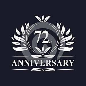 72 years Anniversary logo, luxurious 72nd Anniversary design celebration.