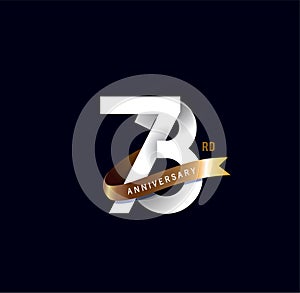 73 years anniversary vector number icon, birthday logo label, black and white