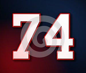 74 American Football Classic Sport Jersey Number in the colors of the American flag design Patriot, Patriots 3D illustration