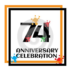 74 anniversary logo vector template. Design for banner, greeting cards or print