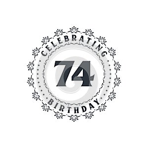 74 Birthday celebration, Greetings card for 74 years birthday