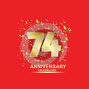 74 Year Anniversary Vector Template Design Illustration