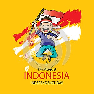 74 years, Indonesia Independence Day greeting card.