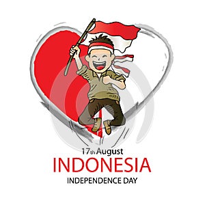 74 years, Indonesia Independence Day greeting card.