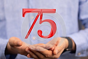 A 75 Anniversary 3d numbers. template for Celebrating 75 anniversary event party