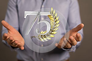 A 75 Anniversary 3d numbers. template for Celebrating 75 anniversary event party