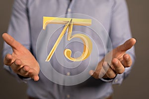 A 75 Anniversary 3d numbers. template for Celebrating 75 anniversary event party