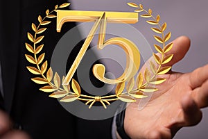 A 75 Anniversary 3d numbers. template for Celebrating 75 anniversary event party