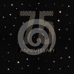 75 anniversary emblem. Celebration label. Vector dark color illustration