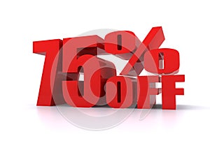 75% Percent off promotional sign