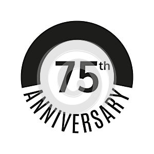 75 year anniversary icon. 75th celebration template for banner, invitation, birthday. Vector illustration.