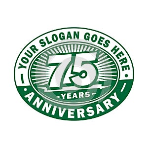 75 years anniversary celebration. 75th anniversary logo design. Seventy-five years logo.