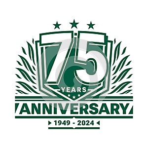 75 years anniversary celebration shield design template. 75th anniversary logo. Vector and illustration.