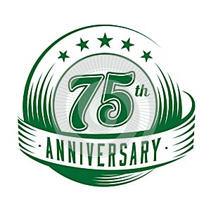 75 years anniversary design template. 75th anniversary celebrating logo design. 75years logo.