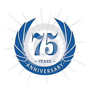 75 years anniversary design template. Elegant anniversary logo design. Seventy-five years logo.