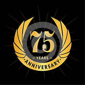 75 years anniversary design template. Elegant anniversary logo design. Seventy-five years logo.