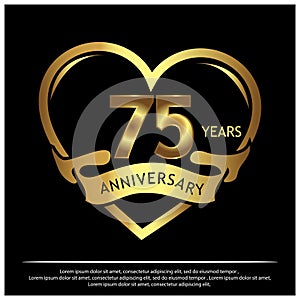 75 years anniversary golden. anniversary template design for web, game ,Creative poster, booklet, leaflet, flyer, magazine, invita