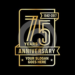 75 years celebrating anniversary design template. 75th logo. Vector and illustration.