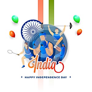 75 Years of Indian Independence Day Celebration Concept with the Sports Persons of Different Games for their Contributions towards