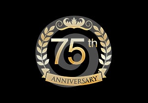 75th, anniversary celebration luxury logo