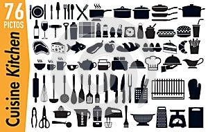 76 signage pictograms on kitchen utensils insects
