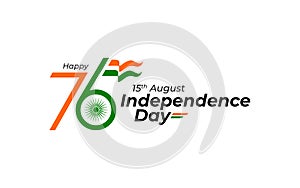 76th Happy Indian Independence Day Typographic design vector illustration