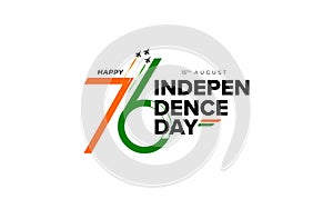 76th Happy Indian Independence Day Typographic design vector illustration