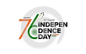 76th Happy Indian Independence Day Typographic design vector illustration