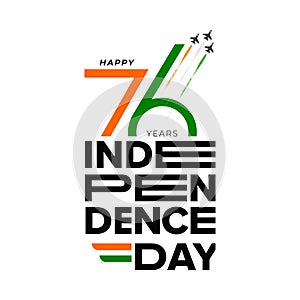 76th Happy Indian Independence Day Typographic design vector illustration