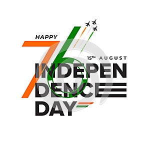 76th Happy Indian Independence Day Typographic design vector illustration