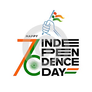 76th Happy Indian Independence Day Typographic design vector illustration