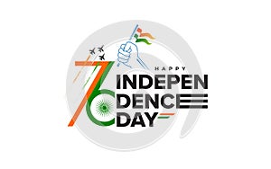 76th Happy Indian Independence Day Typographic design vector illustration