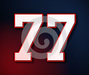 77 American Football Classic Sport Jersey Number in the colors of the American flag design Patriot, Patriots 3D illustration