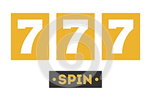 777 icon, slot machine. Symbol of jackpot and lucky game
