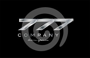 777 silver metal number company design logo