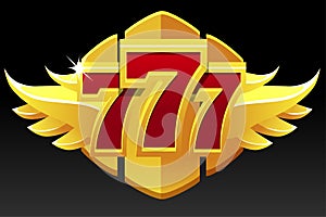 777 slots symbol, jackpot sign, gold gambling emblem for ui games.