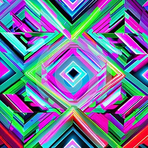784 Neon Light Geometric Shapes: A futuristic and dynamic background featuring neon light geometric shapes in electrifying and v