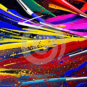 787 Abstract Paint Splatters: An artistic and expressive background featuring abstract paint splatters in bold and vivid colors