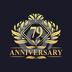 79 years Anniversary Logo, Luxury floral golden 79th anniversary logo