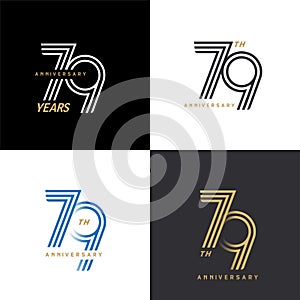 79 years anniversary vector number icon, birthday logo label, black, white