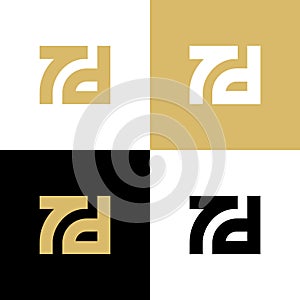 7d or Td monogram logo design template elements, initial letter symbol - Vector