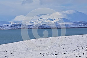 The 8.8 km² Hrauneyjalon reservoir in Iceland, which is formed by a dam