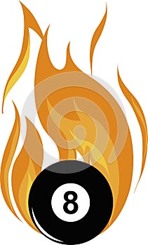 8 ball with fire flame illustration