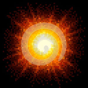 8-bit Pixel Art Fiery Explosion. EPS8 Vector