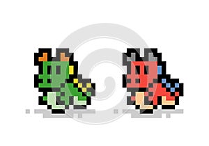 8 bit pixel dragon image for cross stitch or game assets